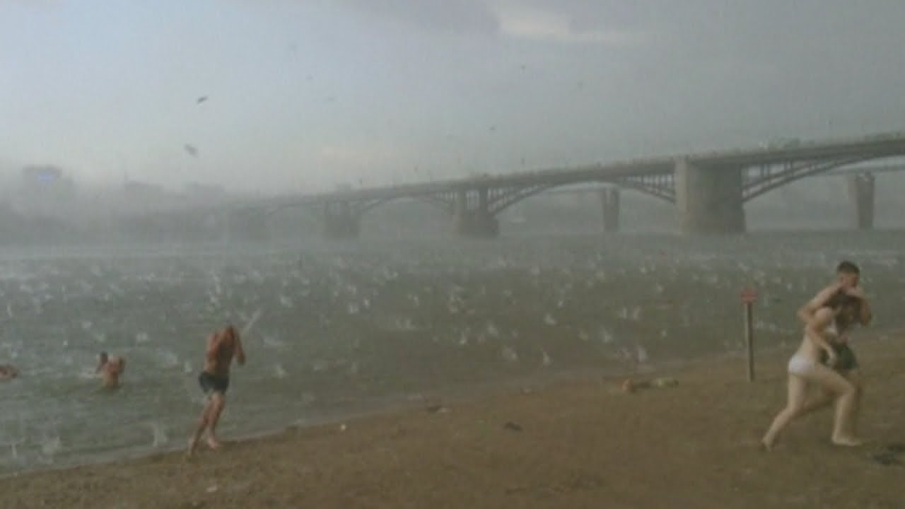 Dramatic storm Freak Russian hailstorm sends beachgoers screaming on hot summer day YouTube