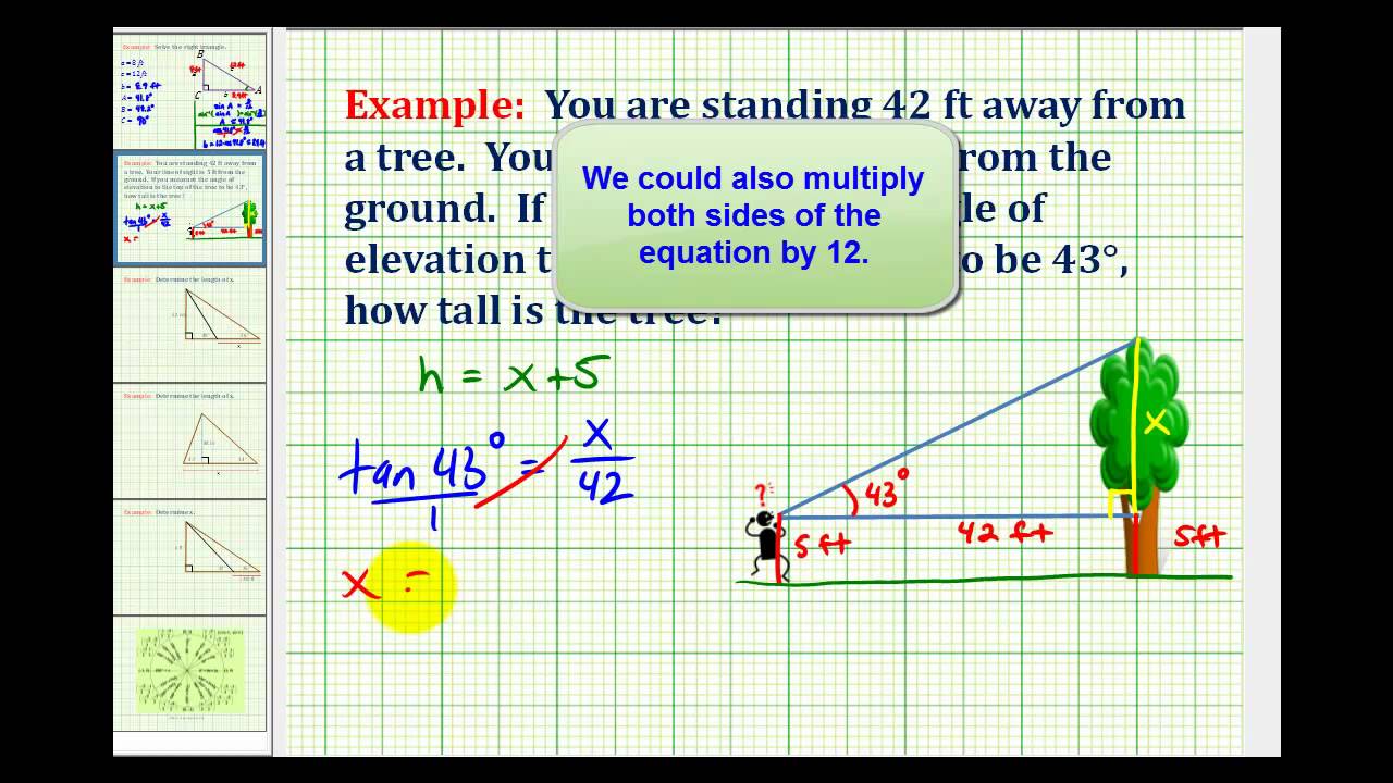 Example Determine the Height of an Object Using a Trig Equation YouTube