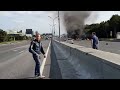 Unfall auf Autobahn mit explodierenden Gasflaschen