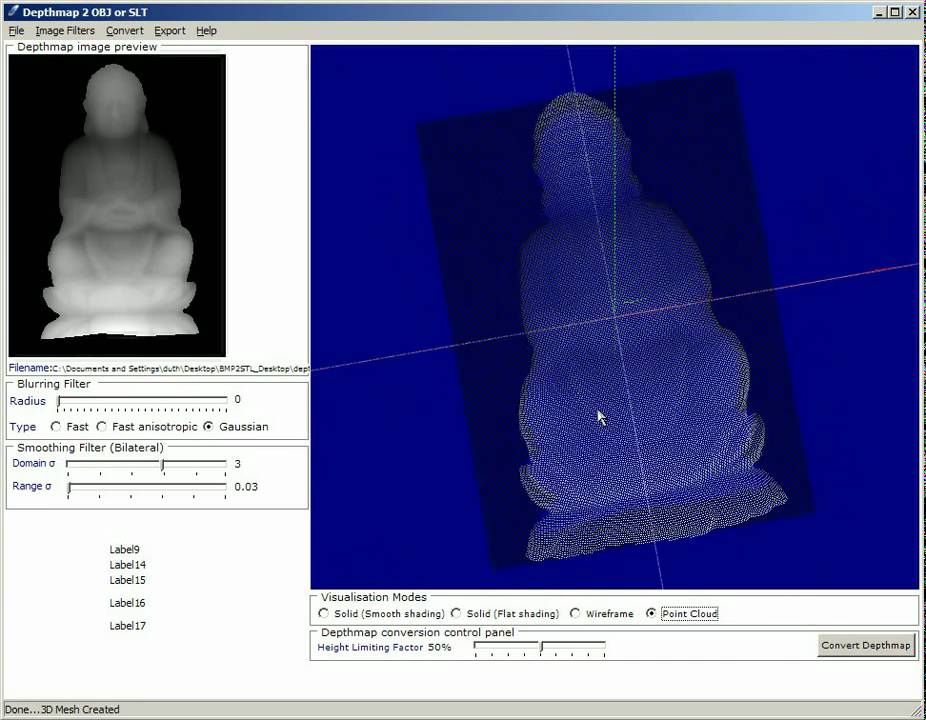 BMP 2 OBJ - Convert a depthmap to a 3D triangular mesh - YouTube