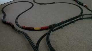 V09 Power loc and E Z track layout with 3 trains running