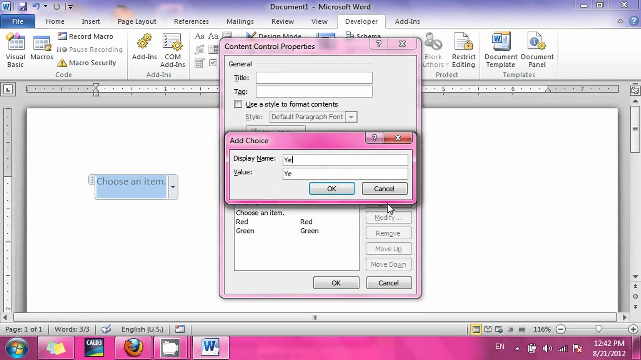 how to insert clickable box in word