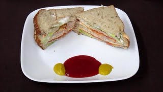 Chicken Sandwich Recipe in Hindi with Captions in English