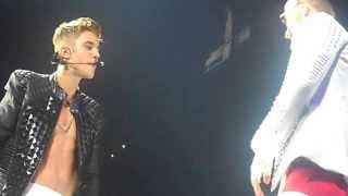 Justin Bieber and Mike Posner on stage July 10, 2013 (Indianapolis, IN)