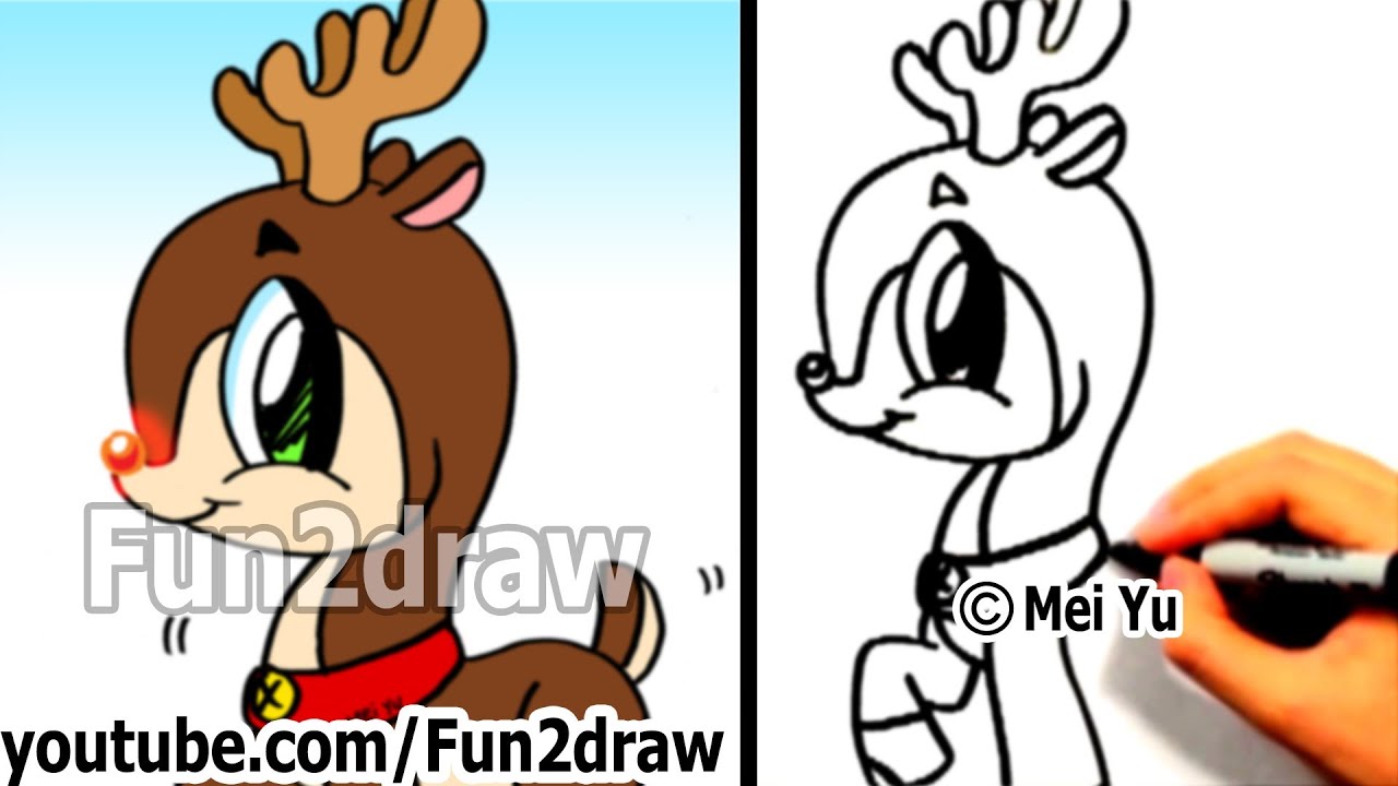 How to Draw a Cartoon Reindeer - How to Draw Christmas Holidays