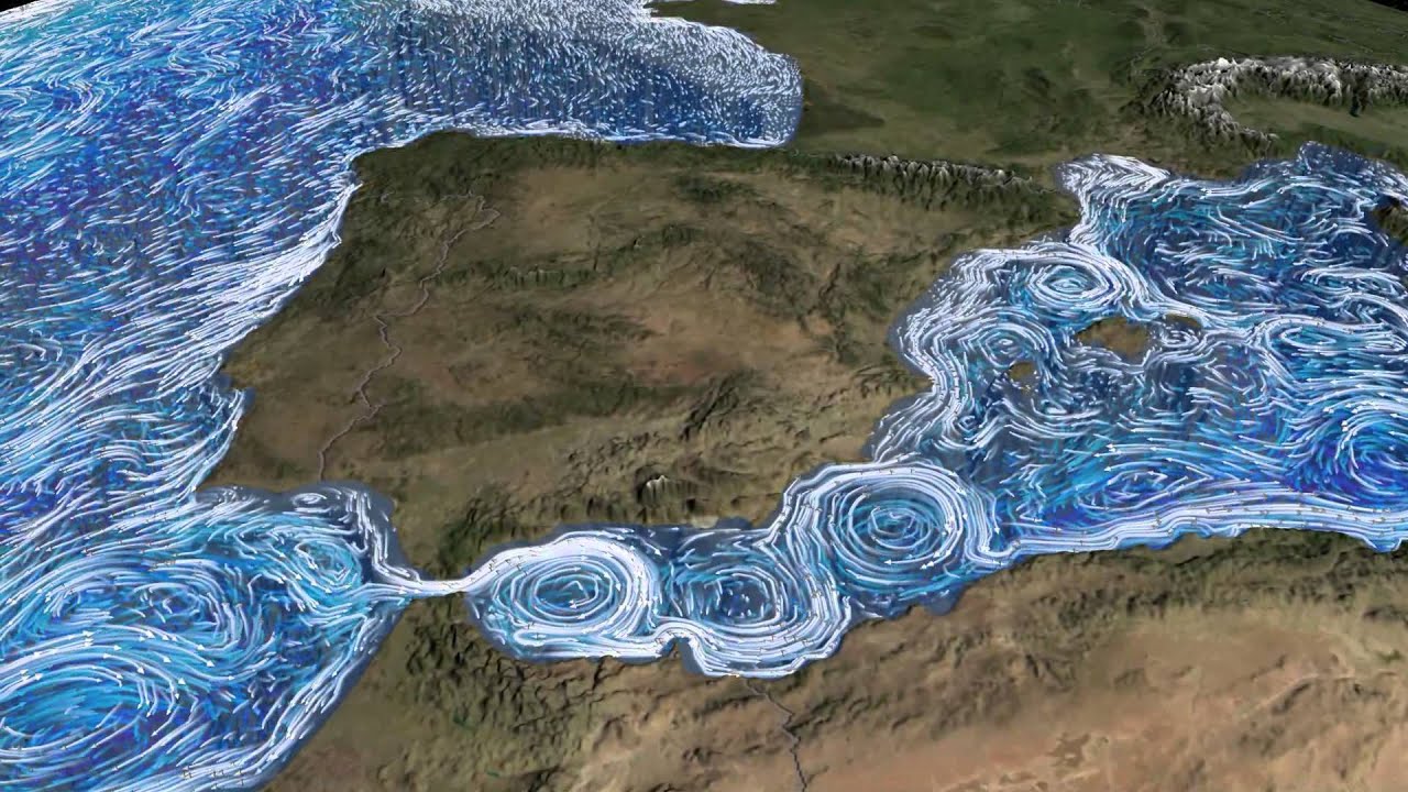 Ocean Current Flows around the Mediterranean Sea and Atlantic - YouTube
