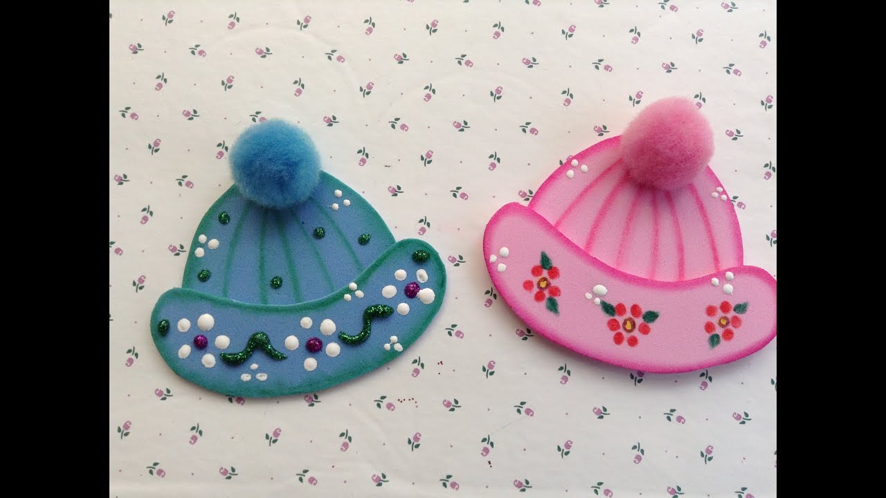 GORRITOS PARA BABY SHOWER HECHOS CON FOAMY O GOMA EVA. - YouTube