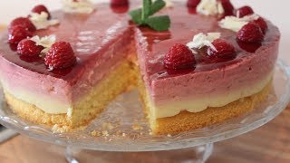 leckere und erfrischende Pfirsich-Himbeer-Torte / Pfirsich-Melba-Torte