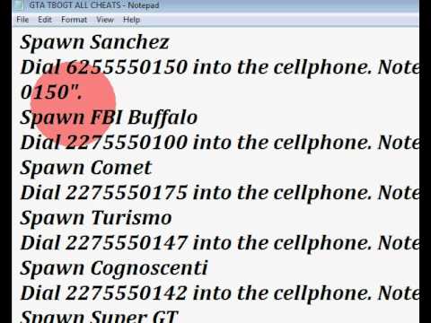 All of the cheat codes for GTA IV TBoGT