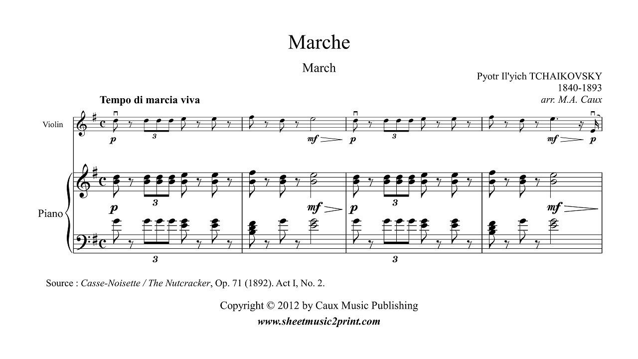 The Nutcracker March Violin Sheet Music YouTube