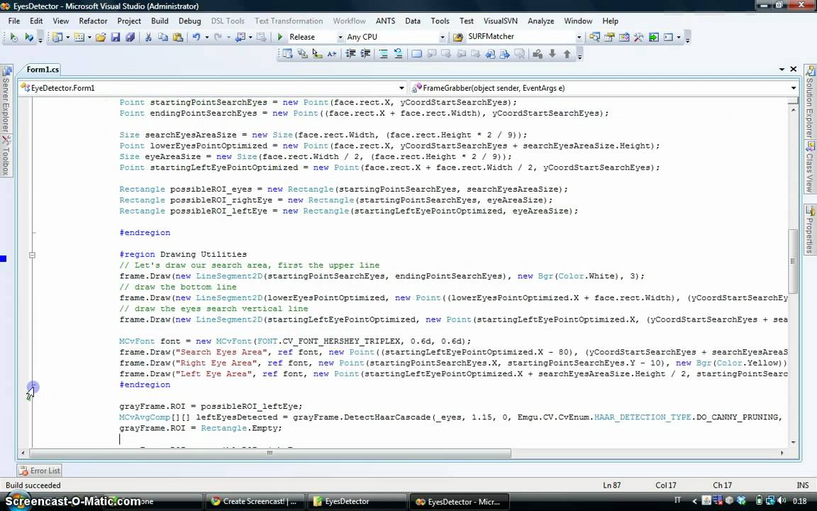 Emgu CV (openCV wrapper) Eye Detection Tutorial - YouTube