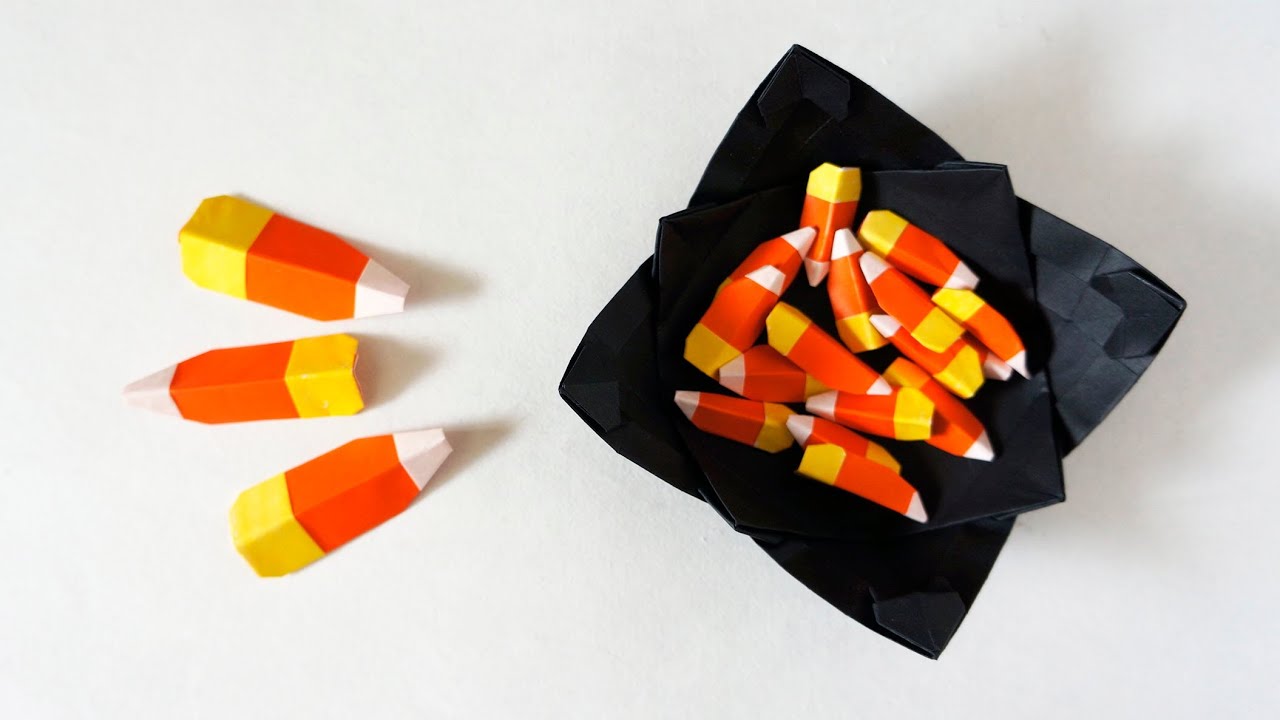 Origami Candy Corn - Caramelos de Halloween - YouTube