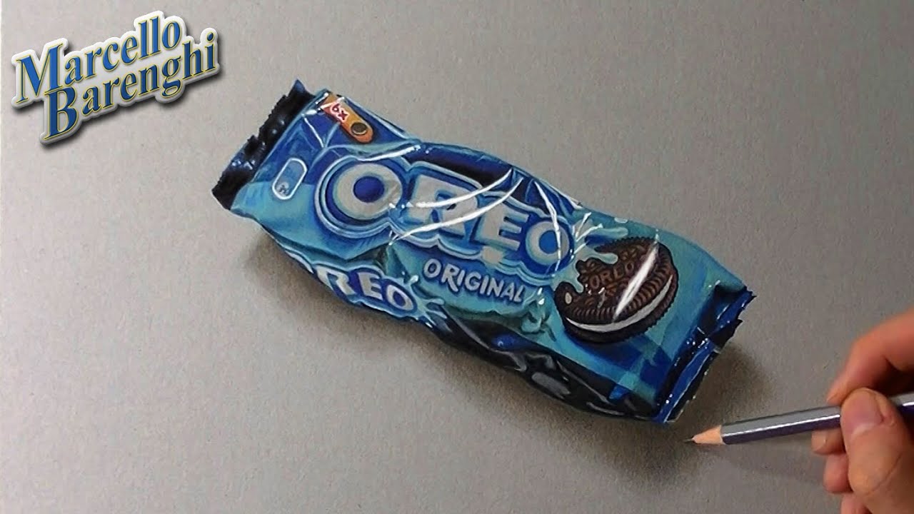 Drawing time lapse: Oreo cookies snack pack - hyperrealistic art - YouTube