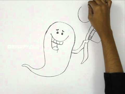 How to Draw a Cartoon Funny Ghost - YouTube