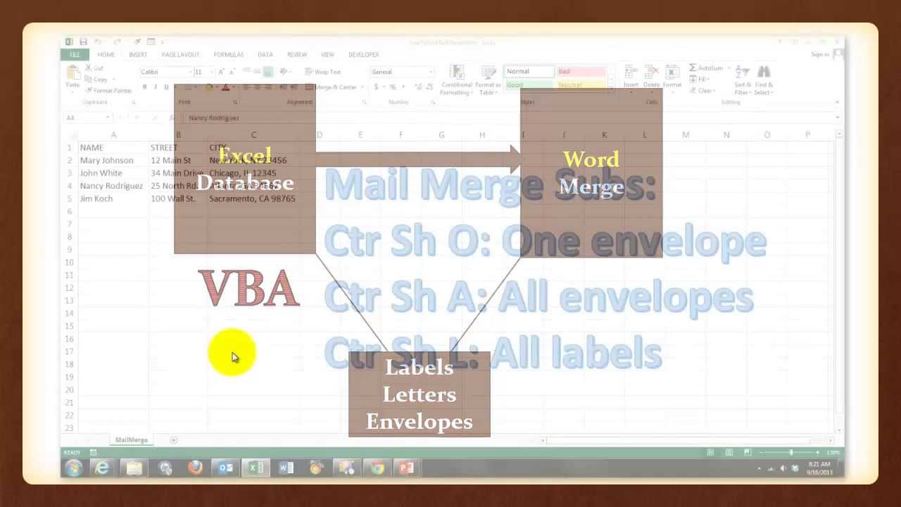 how to mail merge labels from excel youtube