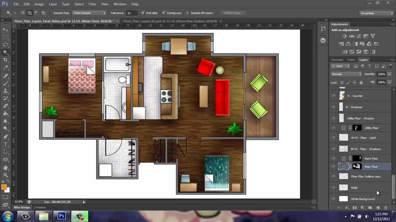 Adobe Photoshop CS6 - Rendering a Floor Plan - Part 1 - Introduction