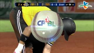 20130809 CPBL 象VS獅 5上 花花張正偉快馬加鞭一口氣直奔三壘