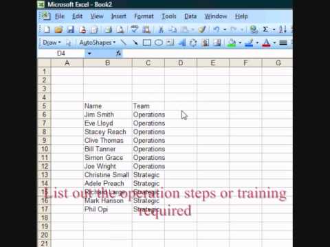 Example training matrix created in excel - YouTube