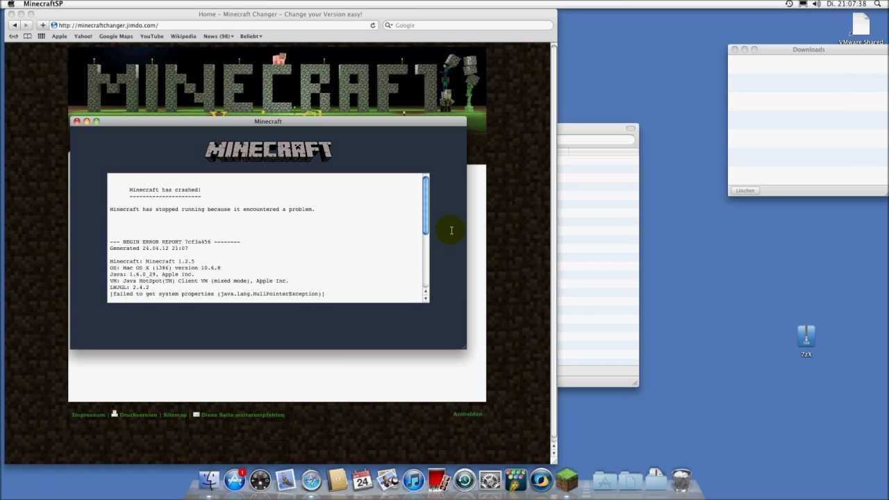 Minecraft Version Change MAC Deutsch HD 1.5 1.4.5 1.4 1.3 1.2.5 1.2 1 ...