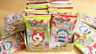 箱買いアソート確認！妖怪ウォッチ ともだちウキウキペディアウエハース2 全12種 まずは右列10個一気に開封レビュー！レア銀箔押しカードは4種