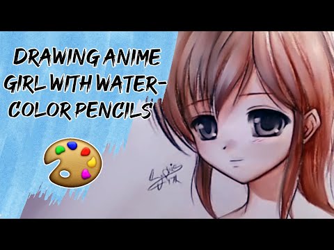 Drawing Anime using watercolor pencils - YouTube