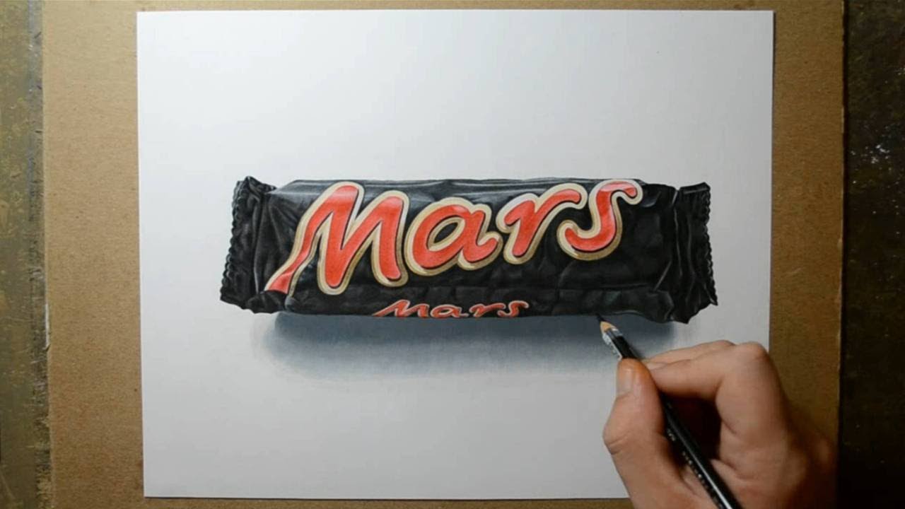 How I Draw a Mars Bar - Realistic Drawing - YouTube