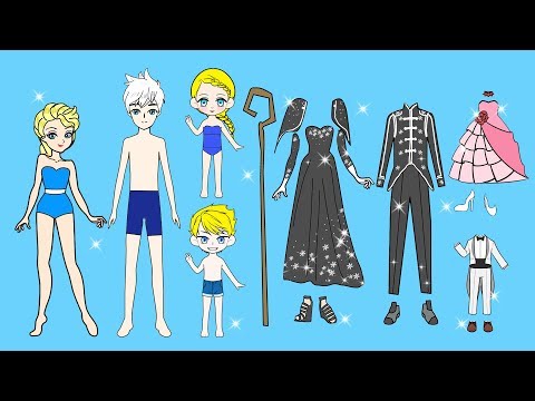 FAMILY DRESSES UP DRESS FOR PRINCESS MOTHER DAUGHTER & FATHER ELSA AND JACK PAPERCRAFTS