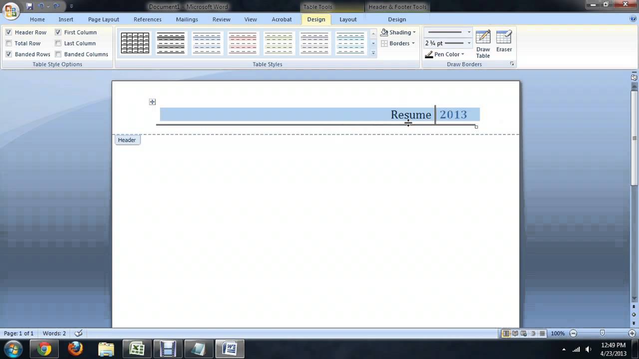 Header And Footer On Microsoft Word