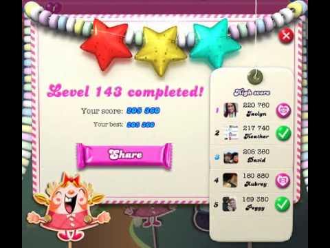 How to beat Candy Crush Saga Level 143 - 3 Stars - No Boosters - 205