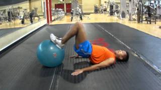 Elevação de quadril + flexão de joelhos em decúbito dorsal com a bola