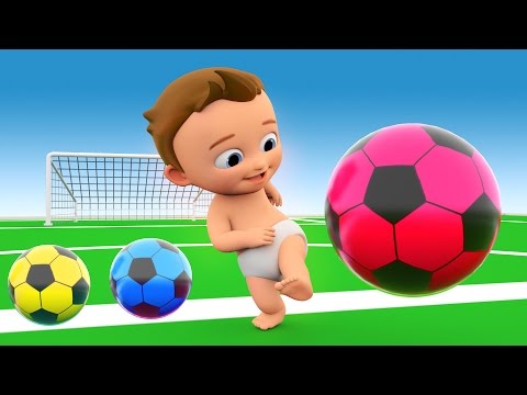 Soccer Game Play by Little Baby with Soccer Balls to Learn Colors for Children - 3D Kids Learning