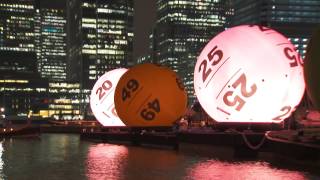 Giant National Lottery Balls sail down the River Thames - New Lotto