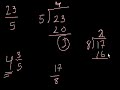Mixed numbers and improper fractions