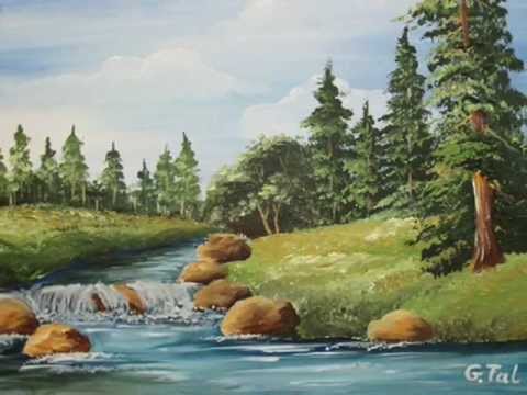 Part 2 - Acrylic Landscape - How To Paint Clouds - YouTube