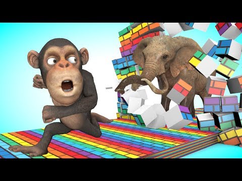 Funny monkey - تعليم الأطفال تعلم الألوان باللغة الإنجليزية مع متعة قرد مضحك يجد الحيوانات مفاجأة