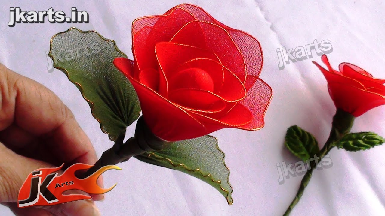 DIY How to make Rose Stocking Flower JK Arts 091 YouTube