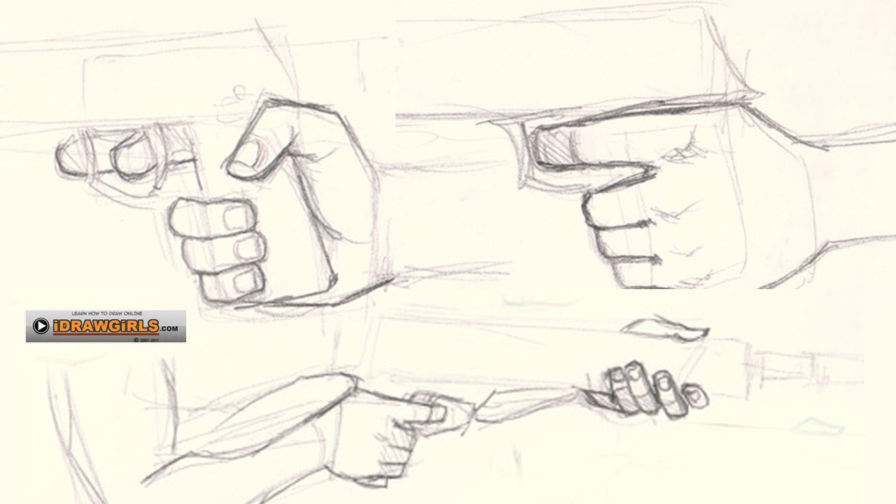 How to draw hand holding gun YouTube