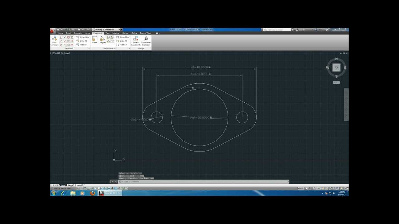 AutoCad 2013 Tutorial Cool Gasket Tangent and Trim Commands YouTube