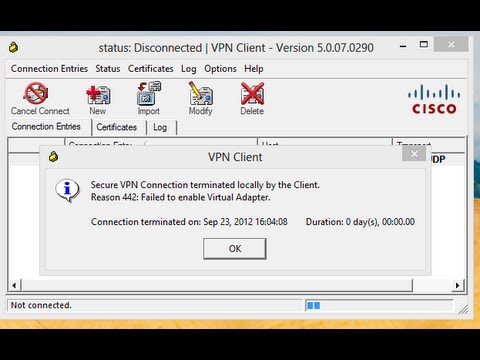 Cisco VPN Client Reason 442 Windows 8 64-bit Fix - YouTube