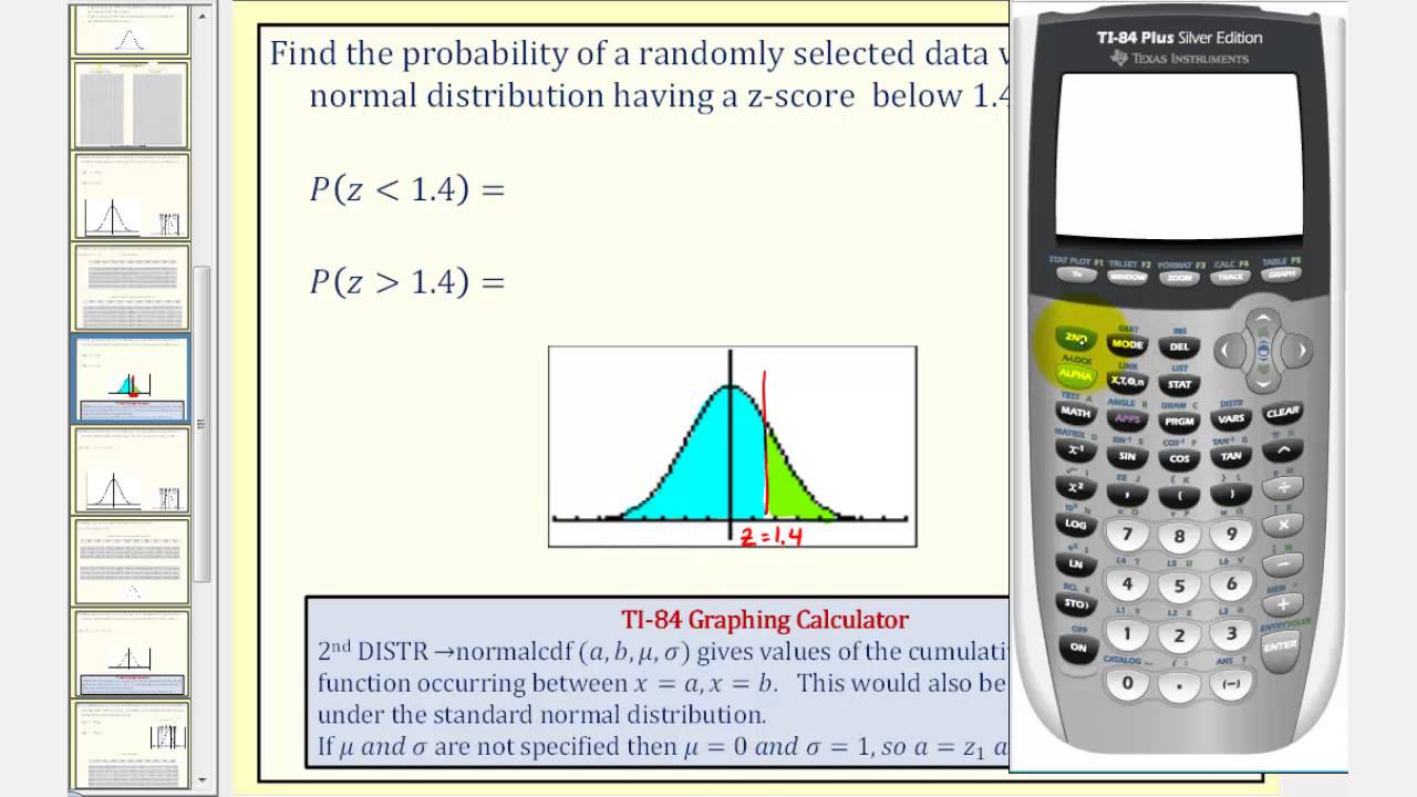Normal Distribution Find Probability Using With Zscores Using the