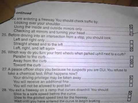 california driver license renewal test questions
