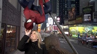 Spiderman Prepares to Celebrate New Year's in Times Square