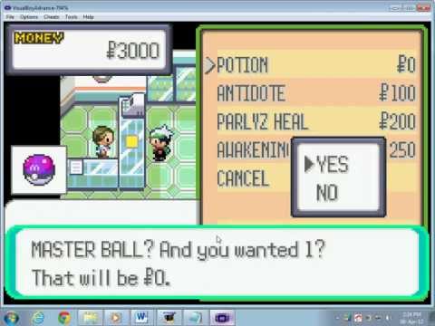 Master-ball cheat for VBA Pokemon Emerald(Gameshark) not for gba HD