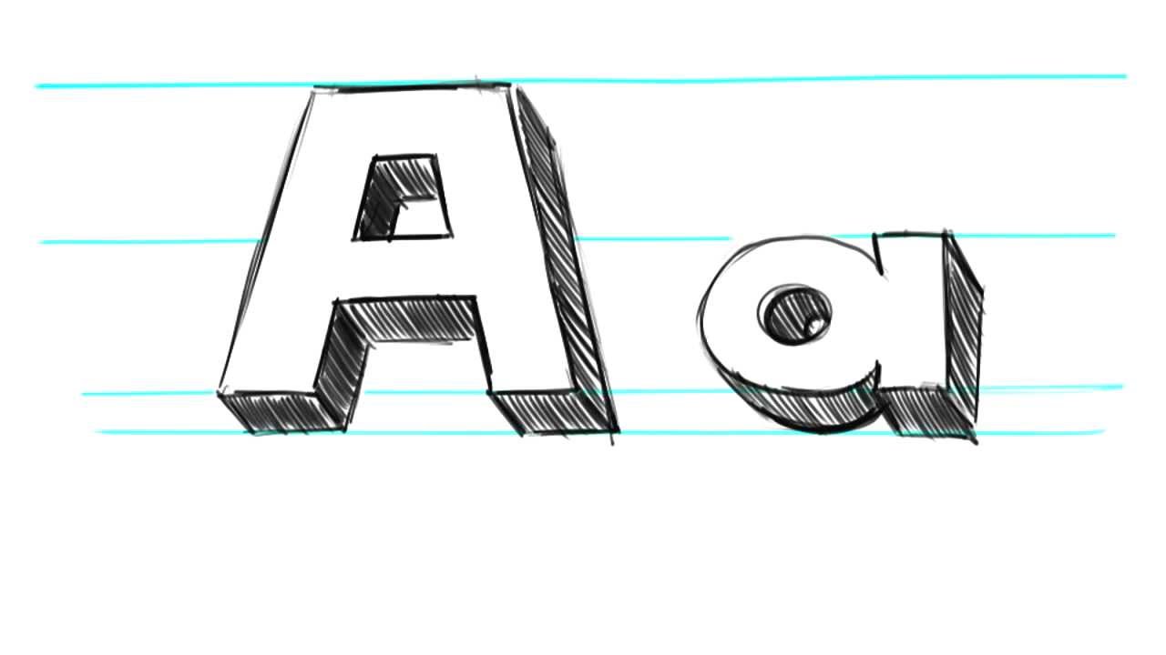 How to Draw 3D Letters A - Uppercase A and Lowercase a in 90 Seconds