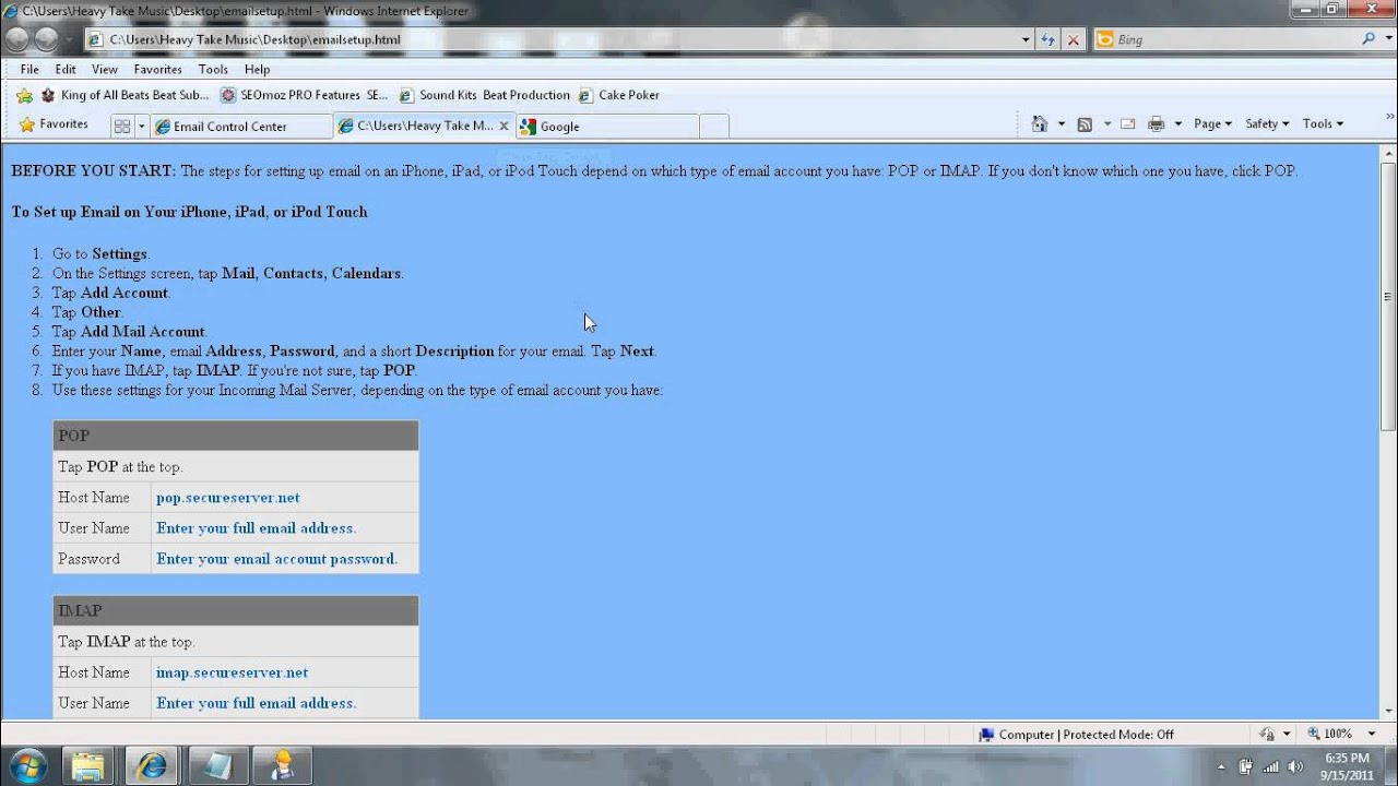 Hook up godaddy email to iphone