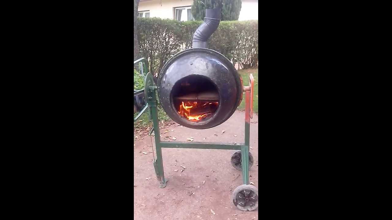 four à pizza dans bétonnière YouTube
