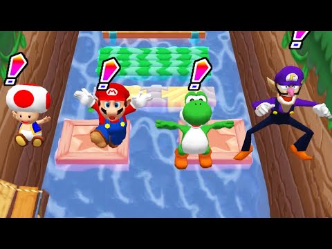 Mario Party 6 - All Funny Minigames #6 - Toad vs Mario vs Yoshi vs Waluigi (Master Cpu)