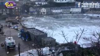 Huge swell batters Porthleven, Cornwall