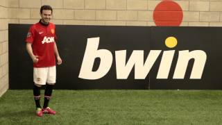 Man Utd's Juan Mata takes on the bwin Corner Kick Challenge