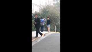 [Fancam] 130708 Changmin outside the hotel recording something